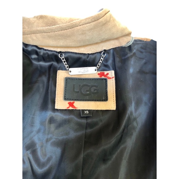 UGG STACEY SUEDE MOTO JACKET -CAMEL TAN  LAMB SUEDE -WOMEN’S SIZE XS -NEW - Picture 8 of 9